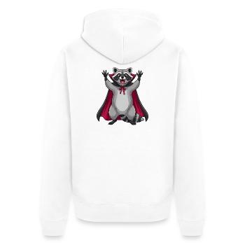 Cute Halloween Vampire Raccoon Cartoon Monster - Unisex Premium Organic Zip Hoodie - white - Back - Thijin (182cm)