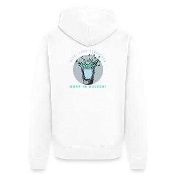 Nordischer Trinkspruch - Unisex Premium Bio Zip Hoodie - Weiß - Hinten - Thijin (182cm)