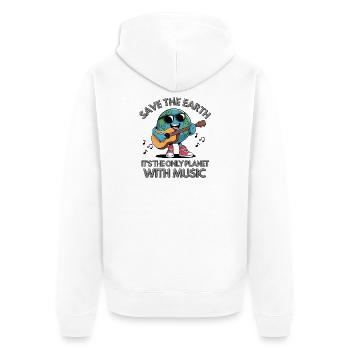 Save the Earth -It's the only Planet with Music - Unisex Premium Organic Zip Hoodie - white - Back - Thijin (182cm)