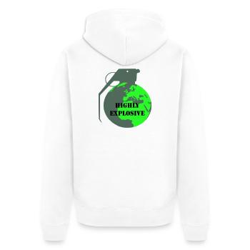 Explosive Erde - Unisex Premium Bio Zip Hoodie - Weiß - Hinten - Thijin (182cm)
