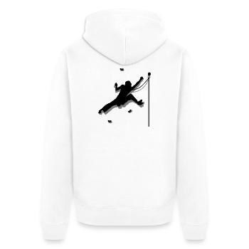 Wandklettern - Unisex Premium Bio Zip Hoodie - Weiß - Hinten - Thijin (182cm)