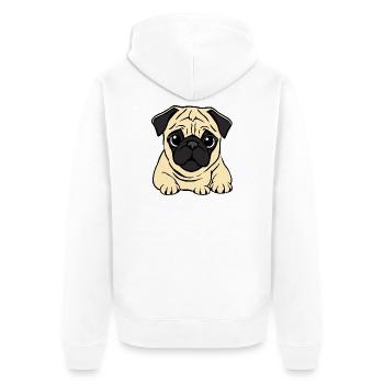 Mops Hunde T-shirt Geschenk Weihnachten - Unisex Premium Bio Zip Hoodie - Weiß - Hinten - Thijin (182cm)