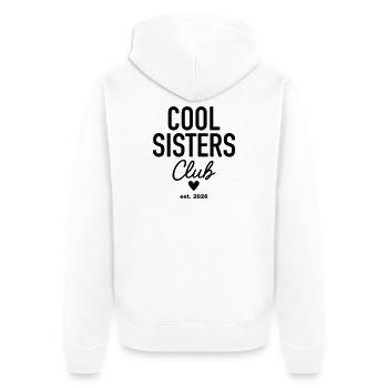 Cool Sisters Club est. 2026 - Unisex Premium Bio Zip Hoodie - Weiß - Hinten - Thijin (182cm)