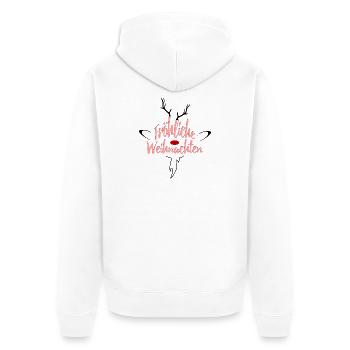 Fröhliche Weihnachten Rosé Script - Unisex Premium Bio Zip Hoodie - Weiß - Hinten - Thijin (182cm)