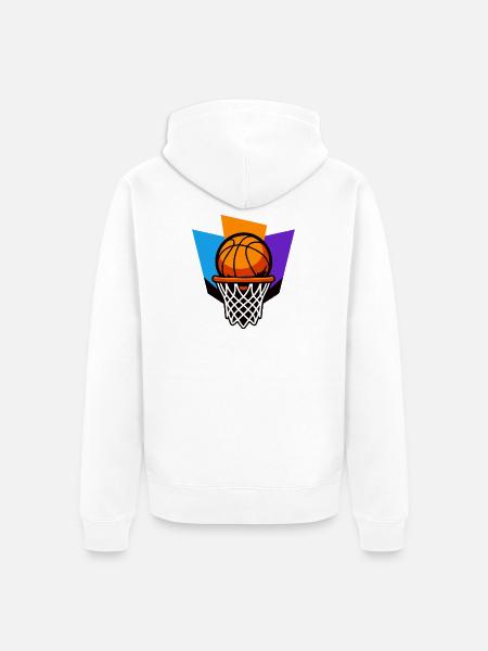 Basketball Hoop Graphic Dunk Design - Unisex Premium Organic Zip Hoodie - white