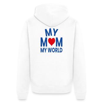 Meine Mutter, meine Welt - Unisex Premium Bio Zip Hoodie - Weiß - Hinten - Thijin (182cm)