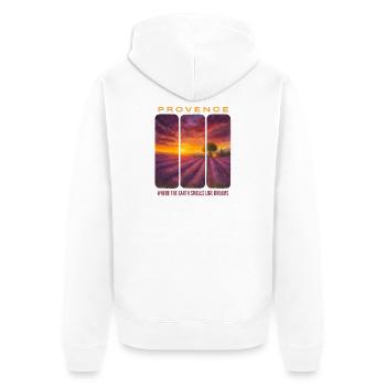 Lavendel-Provence - Unisex Premium Bio Zip Hoodie - Weiß - Hinten - Thijin (182cm)