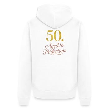 50th Birthday Aged To Perfection - Unisex Premium Bio Zip Hoodie - Weiß - Hinten - Thijin (182cm)