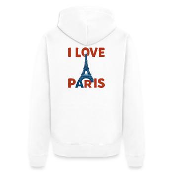 Love Paris Eiffel Tower Graphic - Unisex Premium Organic Zip Hoodie - white - Back - Thijin (182cm)