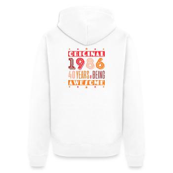 Original 1986: 40 Jahre großartig - Unisex Premium Bio Zip Hoodie - Weiß - Hinten - Thijin (182cm)
