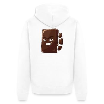 Charming chocolate block with grin - Unisex Premium Organic Zip Hoodie - white - Back - Thijin (182cm)