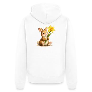Bunny with yellow spring flower - Unisex Premium Organic Zip Hoodie - white - Back - Thijin (182cm)
