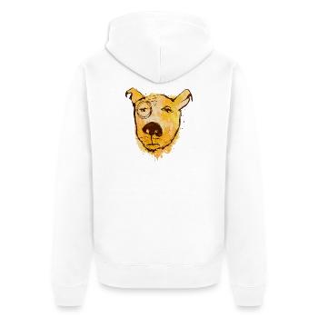 Wasserfarbenhund mit Monokel - Unisex Premium Bio Zip Hoodie - Weiß - Hinten - Thijin (182cm)