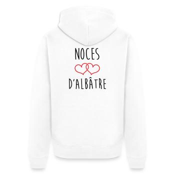 noces d'Albâtre 75 ans de mariage - Veste à capuche bio Premium Unisexe - blanc - Dos - Thijin (182cm)