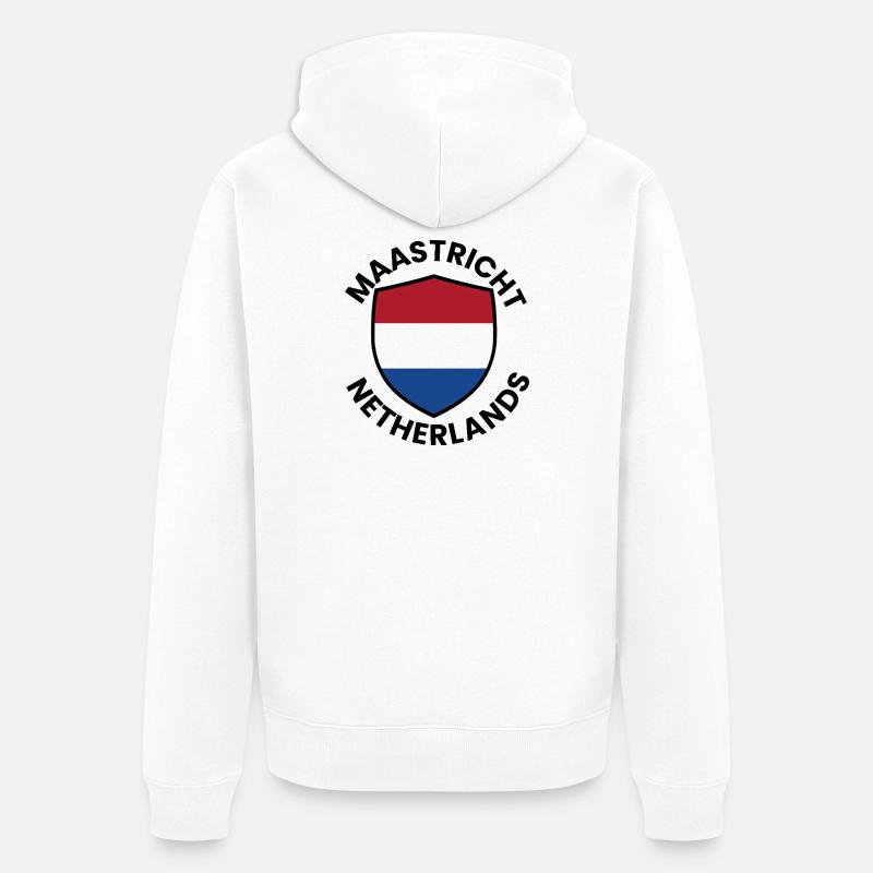 Bouclier de Maastricht Drapeau des Pays-Bas - Veste à capuche bio Premium Unisexe - blanc