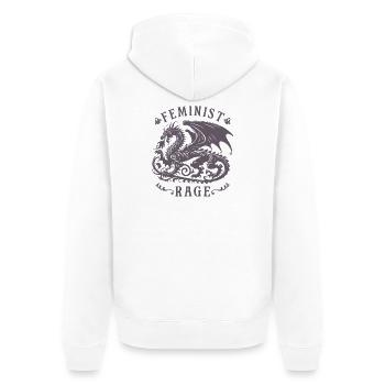 Feministisches Feminist Rage Vintage Drachen - Unisex Premium Bio Zip Hoodie - Weiß - Hinten - Thijin (182cm)