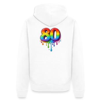 80 Rainbow Retro Number - Unisex Premium Organic Zip Hoodie - white - Back - Thijin (182cm)