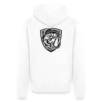 Hecht Fisch Angeln Wappen - Unisex Premium Bio Zip Hoodie - Weiß - Hinten - Thijin (182cm)