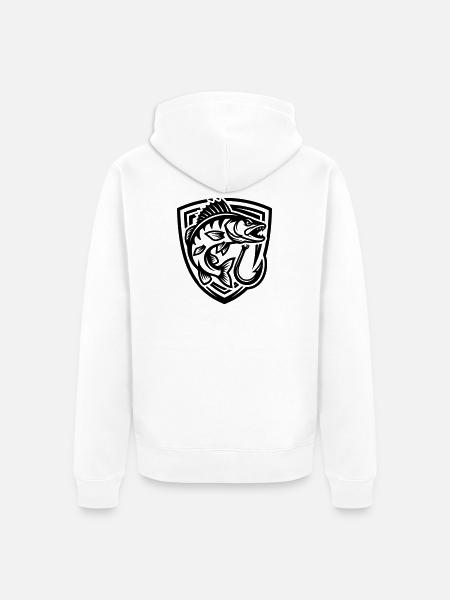 Hecht Fisch Angeln Wappen - Unisex Premium Bio Zip Hoodie - Weiß