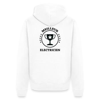 Meilleur Électricien : Le Trophée de la Qualité - Veste à capuche bio Premium Unisexe - blanc - Dos - Thijin (182cm)