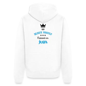 Cadeau naissance bébé garçon Juin Beaux Gosses BG - Veste à capuche bio Premium Unisexe - blanc - Dos - Thijin (182cm)