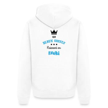 Cadeau naissance bébé garçon Mai Beaux Gosses BG - Veste à capuche bio Premium Unisexe - blanc - Dos - Thijin (182cm)