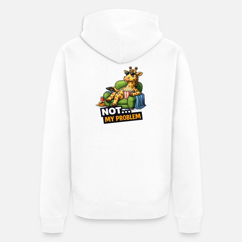 Nicht mein Problem Giraffen-Couch-Meme - Unisex Premium Bio Zip Hoodie - Weiß