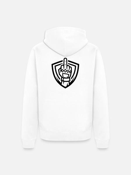 Mittelfinger Handschuh Wappen Schwarz Symbol - Unisex Premium Bio Zip Hoodie - Weiß