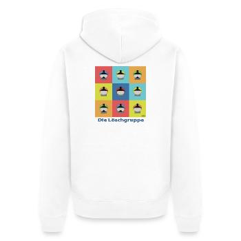 Die Löschgruppe Pop Art Grid - Feuerwehr - Unisex Premium Bio Zip Hoodie - Weiß - Hinten - Thijin (182cm)
