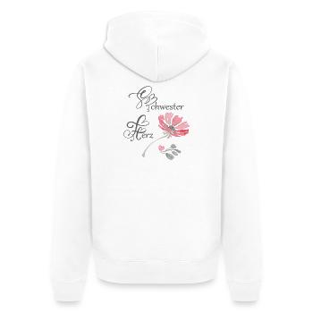 Schwesterherz - Unisex Premium Bio Zip Hoodie - Weiß - Hinten - Thijin (182cm)