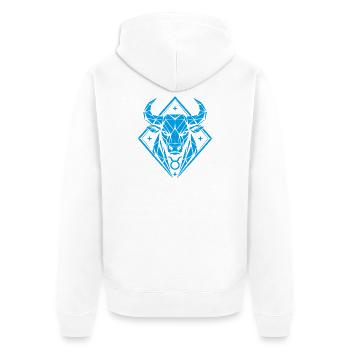 Geometric Bull - Pure Strength - Zodiac Sign Taurus - Unisex Premium Organic Zip Hoodie - white - Back - Thijin (182cm)