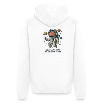 Cosmic head astronaut - Unisex Premium Organic Zip Hoodie - white - Back - Thijin (182cm)