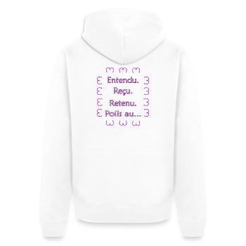 Entendu. Reçu. Retenu. Poils au... Violet Foncé - Veste à capuche bio Premium Unisexe - blanc - Dos - Thijin (182cm)