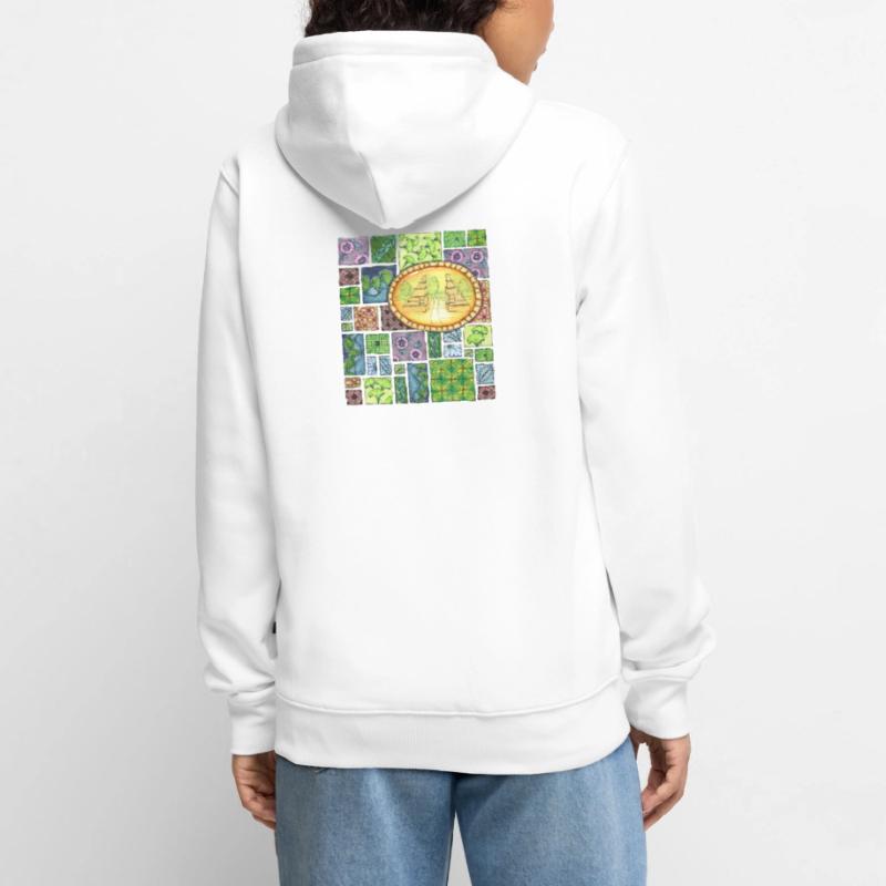Bali temple on pattern patchwork Unisex Premium Bio Zip Hoodie