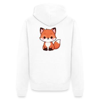 Niedlicher Fuchs Kawaii Geschenk  - Unisex Premium Bio Zip Hoodie - Weiß - Hinten - Thijin (182cm)