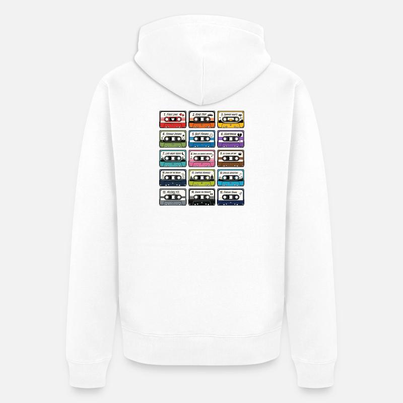 Collection de Cassettes Audio Rétro - Veste à capuche bio Premium Unisexe - blanc