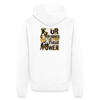 Gegen Gewalt Für Freiheit - Unisex Premium Bio Zip Hoodie - Weiß - Hinten - Thijin (182cm)