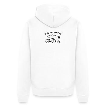 Mountain bike and coffee motif - Unisex Premium Organic Zip Hoodie - white - Back - Thijin (182cm)