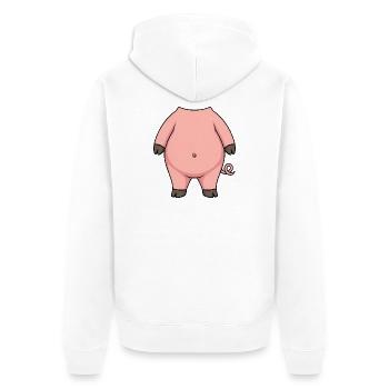 Déguisement de cochon Déguisement de cochon Déguisement d’animal Drôle - Veste à capuche bio Premium Unisexe - blanc - Dos - Thijin (182cm)