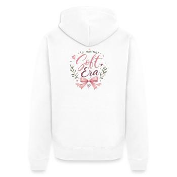 In meiner Soft Era – rosa Script - Unisex Premium Bio Zip Hoodie - Weiß - Hinten - Thijin (182cm)