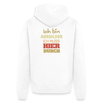 Geschenk für Ausbilder - Unisex Premium Bio Zip Hoodie - Weiß - Hinten - Thijin (182cm)