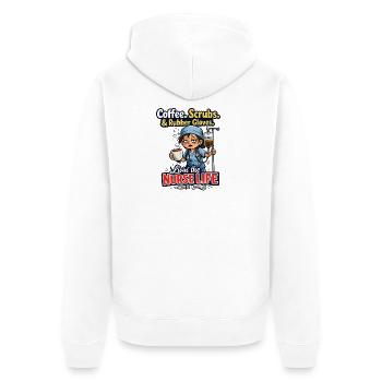 Funny Nurse Life Coffee Scrubs - Unisex Premium Organic Zip Hoodie - white - Back - Thijin (182cm)
