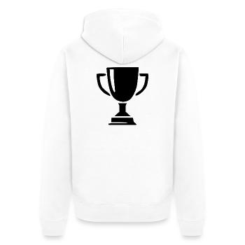 Pokal Sieg Geschenk Sportler - Unisex Premium Bio Zip Hoodie - Weiß - Hinten - Thijin (182cm)