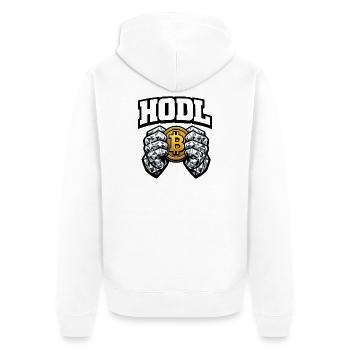 HODL Diamond Hands, Bitcoin - Unisex Premium Bio Zip Hoodie - Weiß - Hinten - Thijin (182cm)