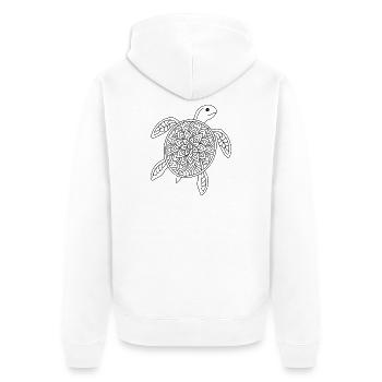 Schildkröten Mandala zum ausmalen - Unisex Premium Bio Zip Hoodie - Weiß - Hinten - Thijin (182cm)