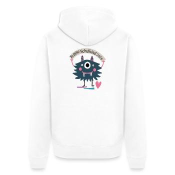 Schulanfang 2026 - Unisex Premium Bio Zip Hoodie - Weiß - Hinten - Thijin (182cm)