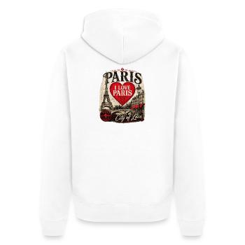 Paris Heart City of Love - Unisex Premium Organic Zip Hoodie - white - Back - Thijin (182cm)