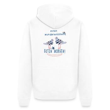 Guten Morgen mit Möwen - Unisex Premium Bio Zip Hoodie - Weiß - Hinten - Thijin (182cm)