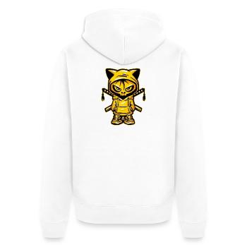 Ninja Skull Cat - Unisex Premium Organic Zip Hoodie - white - Back - Thijin (182cm)