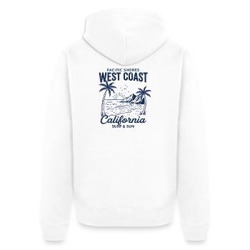 West Coast California Surf Vintage - Unisex Premium Bio Zip Hoodie - Weiß - Hinten - Thijin (182cm)